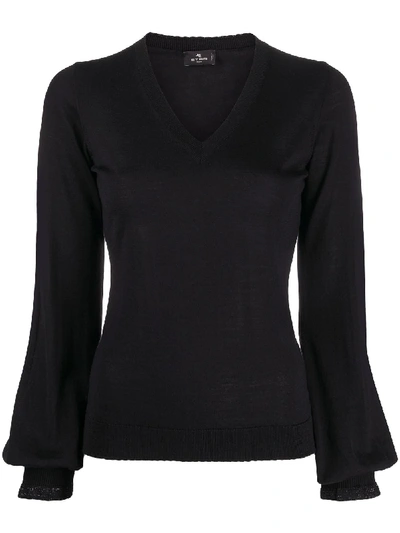 Etro Bell Sleeve Knitted Top In Black