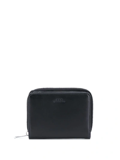 Apc Debossed Logo Compact Wallet In Black
