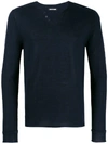 Zadig & Voltaire Monastir Henley-neck Sweater In Blue