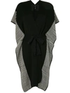 Voz Striped Edge Knitted Kaftan In Black