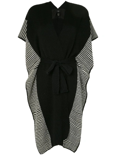 Voz Striped Edge Knitted Kaftan In Black