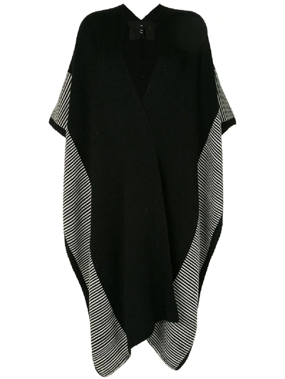 Voz Striped Edge Long Duster In Black