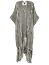 Voz Chevron Fringed Knitted Duster In White
