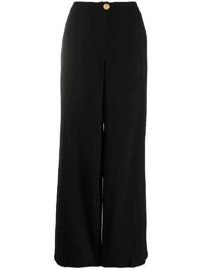 Pre-owned Chanel 1998 High-waist Wide-leg Trousers In Black
