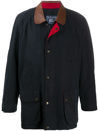 Pre-owned Burberry 1990s Cutaway Collar Coat In Blue