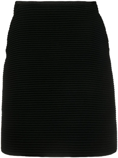 Pre-owned Gianfranco Ferre 2000s Ribbed Knit Skirt In Black