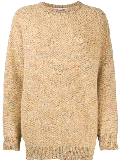 Stella Mccartney Micro Sequin-embellished Knitted Jumper In Neutrals
