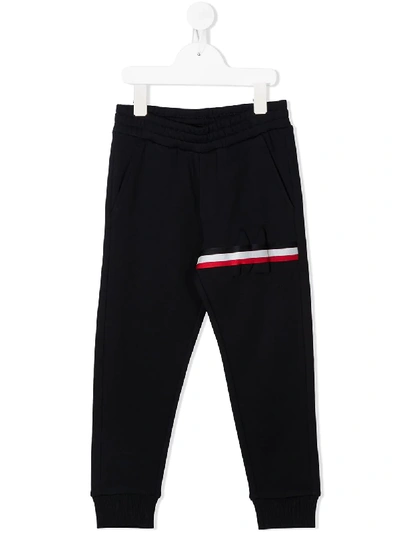 Moncler Kids' Striped Cotton Sweat Pants In Black