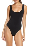 Hunza G Square One-piece Textured Swimsuit In Black