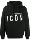 Dsquared2 Icon Logo Black Sweatshirt With Classic Hood In Black