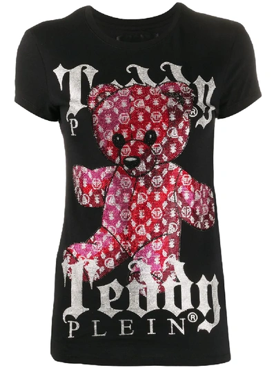 Philipp Plein Monogram Teddy Bear Crew Neck T-shirt In Black