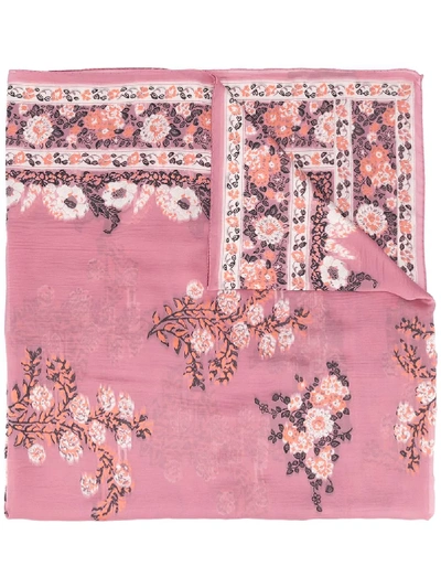 Etro Jacquard Scarf With Floral Designs In Pink