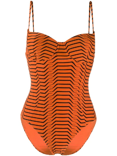Diane Von Furstenberg Optical-print Swimsuit In Orange