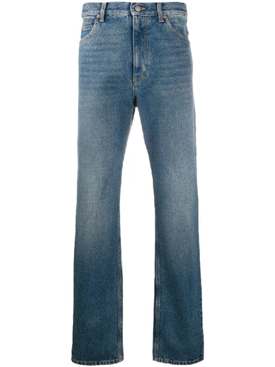 Gucci Distressed Straight-leg Jeans In Blue