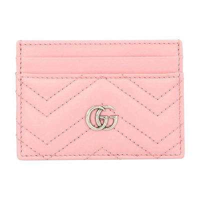 Gucci Gg Marmont Card Holder In Wild Rose
