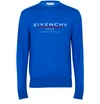 GIVENCHY ADDRESS LOGO WOOL CREW KNITWEAR,GIV9J385BLU