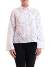 VERSACE JEANS COUTURE FLORAL ASYMMETRIC SHIRT IN WHITE