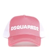 DSQUARED2 PINK AND WHITE BASEBALL HAT WITH LOGO,11428191