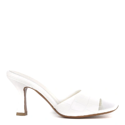 Aldo Castagna White Embossed Leather Open Toe Sandals