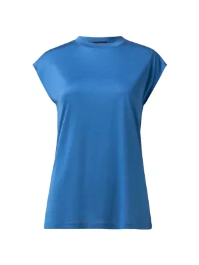 Akris Cap Sleeve Silk Jersey T-shirt In Blue