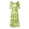 AGGI TAJA WHITE-LIME DRESS