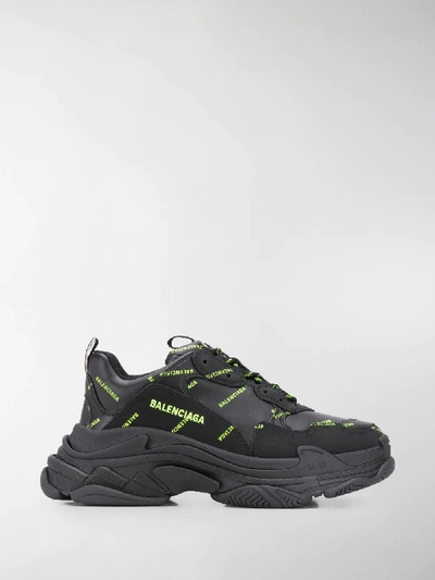 Balenciaga Triple S Logo Sneakers In Black