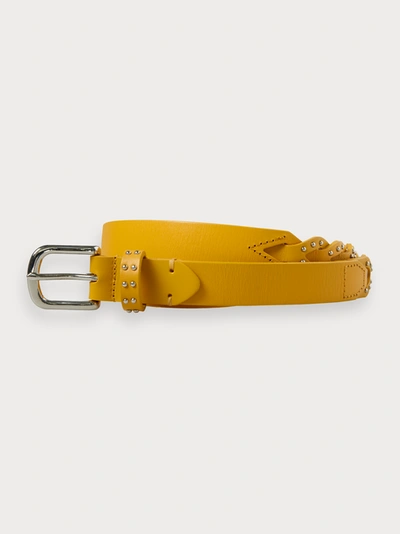 Scotch & Soda Braided Leather Belt With Studs In Yellow