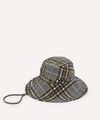 Ganni Seersucker Bucket Hat In Kalamata