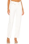 Agolde Criss Cross Distressed Mid-rise Straight-leg Jeans In Paste