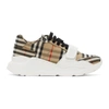 Burberry Beige Check Regis Sneakers In Archive Beige