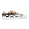 Burberry Beige Logo Check Larkhall Sneakers In White,beige,black