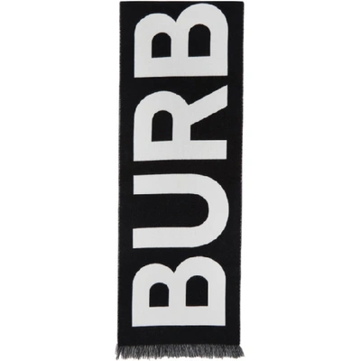 Burberry Black Wool Logo Scarf