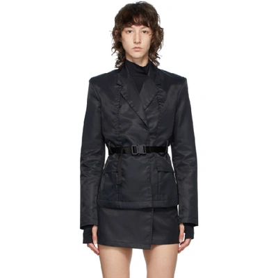 Alyx Tailored Nylon Blazer W/ Belt In 001 Black