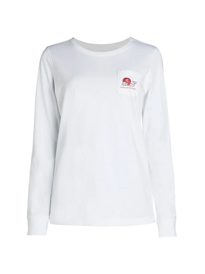 Vineyard Vines Football Whale Pocket Long-sleeve T-shirt In White