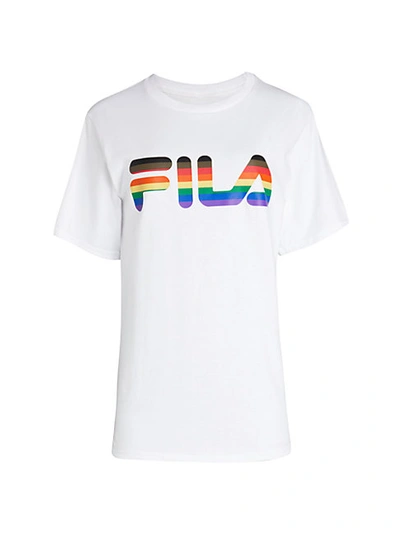 Fila Rainbow Logo Graphic T-shirt In White