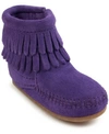 Minnetonka Kids' Toddler Girls Double Fringe Side Zip Boot In Purple