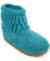 Minnetonka Little Girls Double Fringe Side Zip Boot In Turquoise