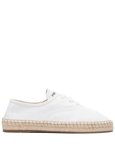 Prada Gabardine Lace-up Shoes In White