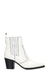 GANNI HIGH HEELS ANKLE BOOTS IN WHITE LEATHER,11428226