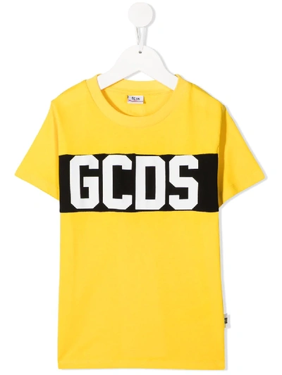 Gcds Kids' Graphic Logo T-shirt In Yellow