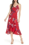 CHELSEA28 FAUX WRAP FLORAL MIDI DRESS,HL416327MI