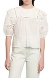 SANDRO ELLEY LACE & EYELET TOP,SFPTO00382