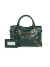 BALENCIAGA Mini City Croc-Embossed Leather Satchel