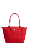 Longchamp Le Pliage Club Small Shoulder Tote In Vermillion