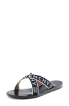 Givenchy 4g Crisscross Slide Sandal In Black White