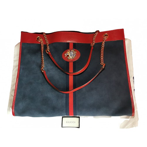 Pre-Owned Gucci Rajah Blue Suede Handbag | ModeSens