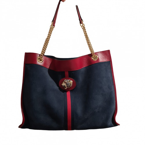 Pre-Owned Gucci Rajah Blue Suede Handbag | ModeSens