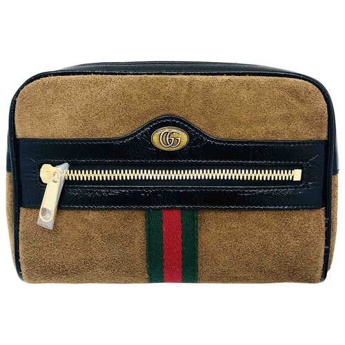 Pre-Owned Gucci Ophidia Beige Suede Clutch Bag | ModeSens
