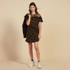 SANDRO SHORT PRINTED DRESS WITH LACE