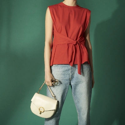 Sandro T-shirt With Belt In Rouge Cerise